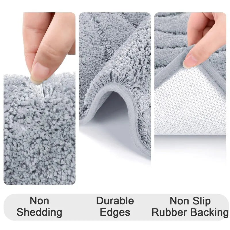 AR005086grey5piecebathmatsetnonsheddingdurableedgenonsliprubberbackingHEBE RUGS
