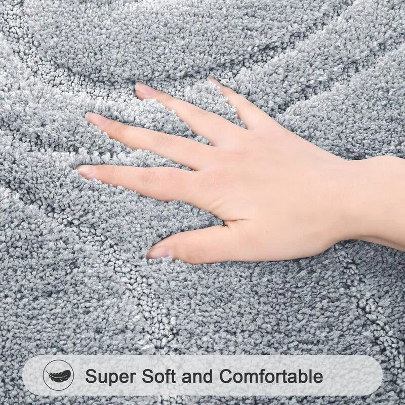 AR005086grey5piecebathmatsetsupersoftmicrofiberplushrugforshowerbathroomHEBE RUGS