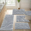 5 Piece Non Slip Plush Microfiber Bathroom Rug Set
