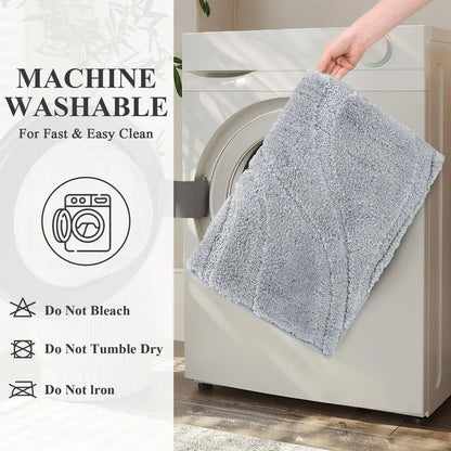 AR005086grey5piecebathroommatsetmachinewashableeasycleanplushshowerrugHEBE RUGS