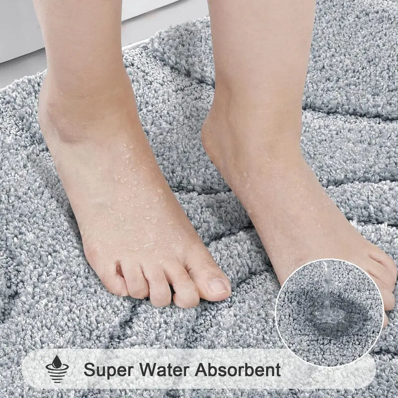AR005086grey5piecebathroomrugsetabsorbentplushbathmatsoftfloorcarpetHEBE RUGS