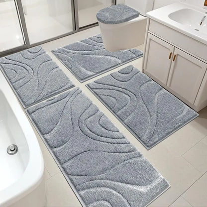 AR005086grey5piecebathroomrugsetwashablenonslipbathmatsforUShomebathroomHEBE RUGS