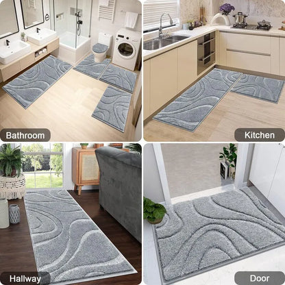 AR005086grey5piecerugsetforbathroomkitchenhallwayentrywayfloormathomedecorHEBE RUGS