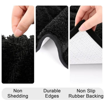 AR005090_black_5_piece_bath_mat_set_non_shedding_durable_edge_non_slip_rubber_backing_HEBE RUGS