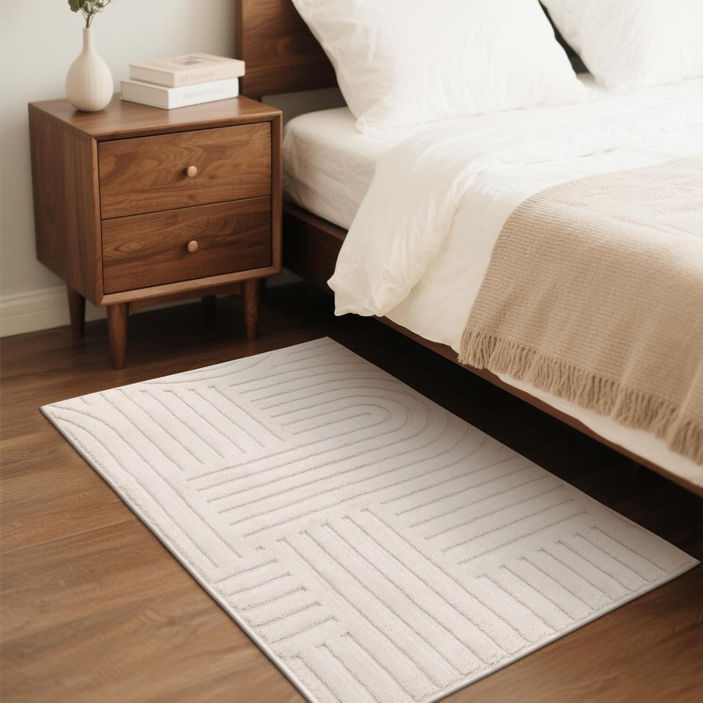 Cozy Fluffy Area Rug Non Slip Washable Scandinavian Minimalist Modern Rug