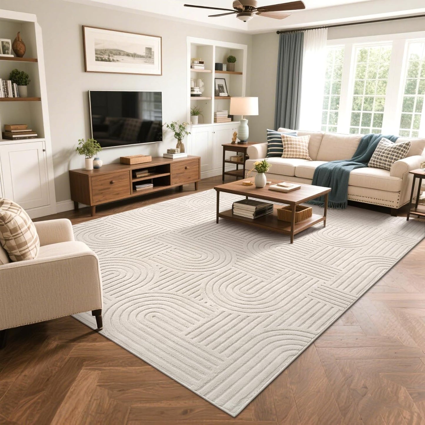 Cozy Fluffy Area Rug Non Slip Washable Scandinavian Minimalist Modern Rug