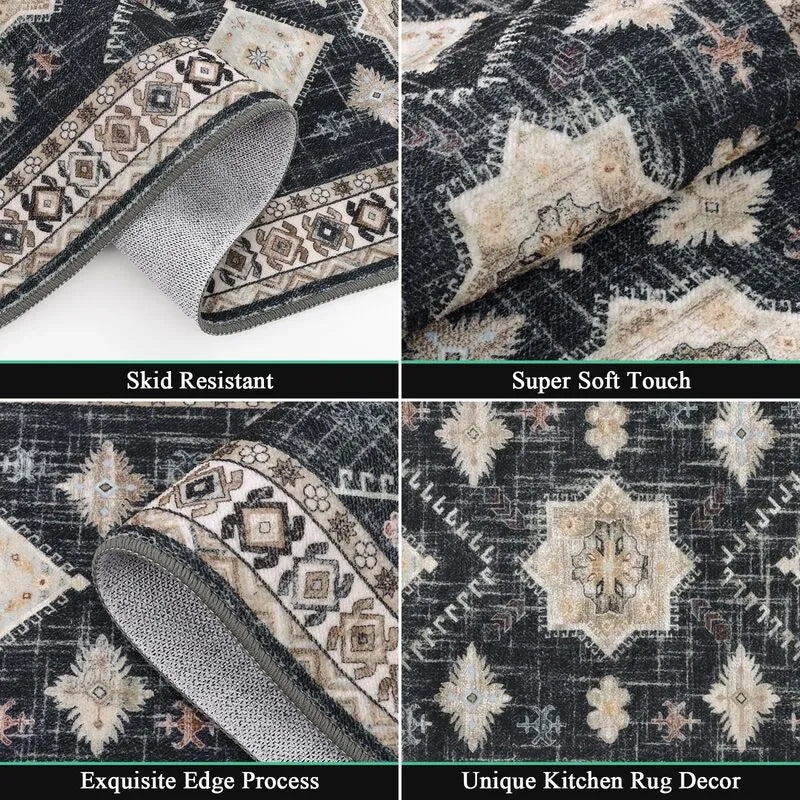 AR005448_black_vintage_Moroccan_boho_runner_rug_skid_resistant_soft_plush_edge_detail_US_home_HEBE RUGS