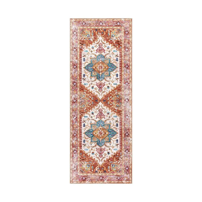 AR005497_pink_2x6_printed_runner_rug_vintage_boho_oriental_medallion_pattern_for_hallway_heberug