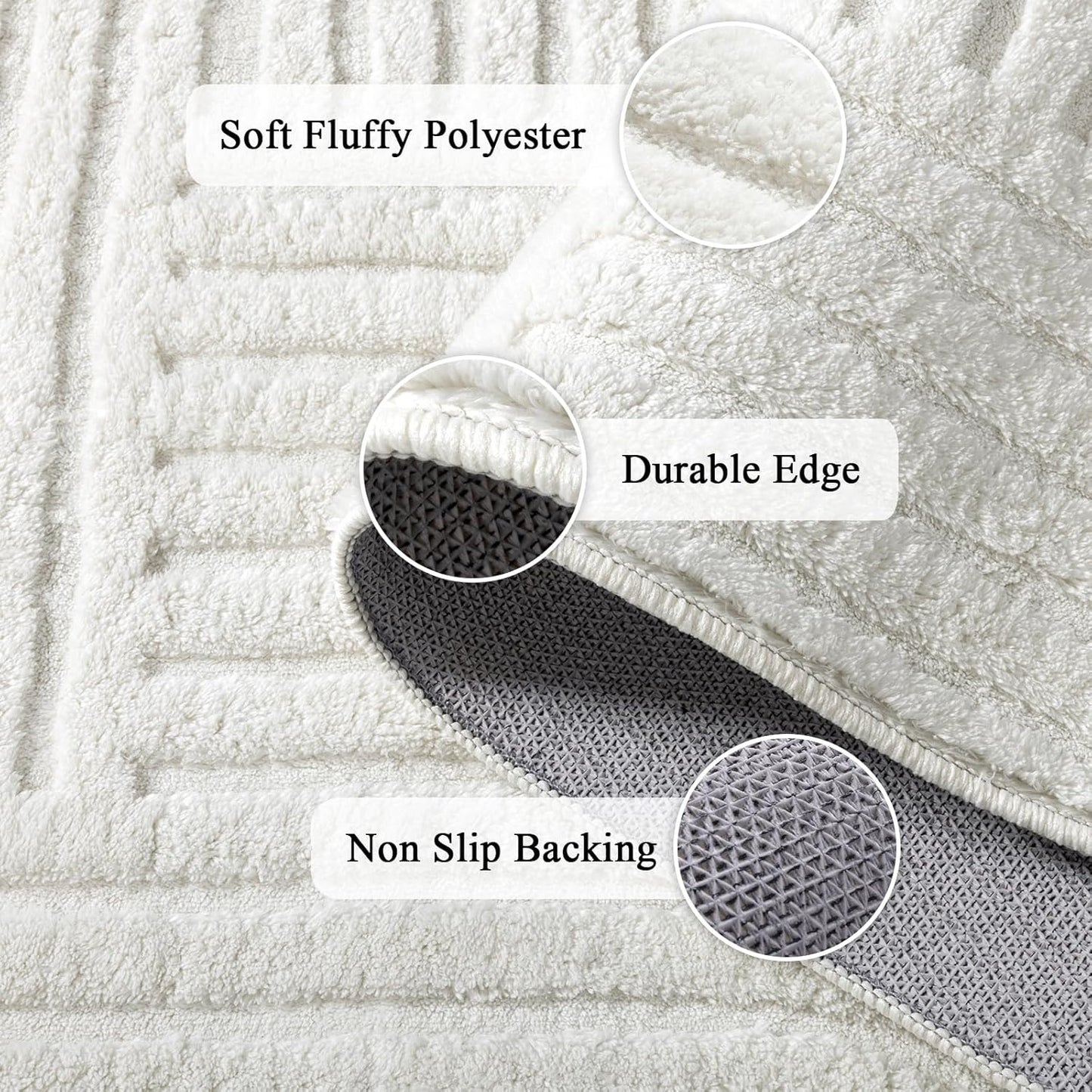 Cozy Fluffy Area Rug Non Slip Washable Scandinavian Minimalist Modern Rug