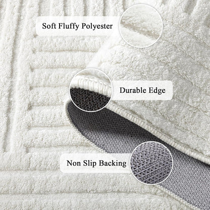 Cozy Fluffy Area Rug Non Slip Washable Scandinavian Minimalist Modern Rug