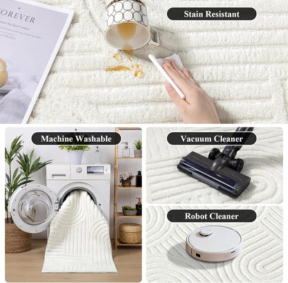 Cozy Fluffy Area Rug Non Slip Washable Scandinavian Minimalist Modern Rug