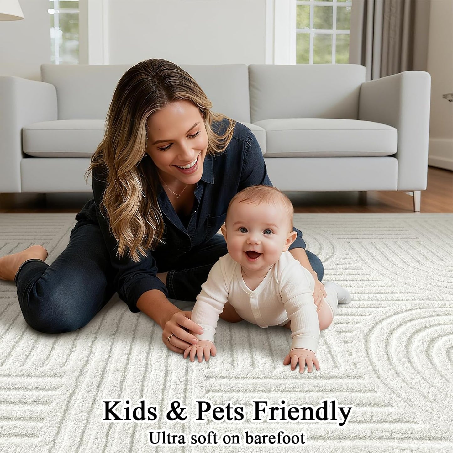 Cozy Fluffy Area Rug Non Slip Washable Scandinavian Minimalist Modern Rug
