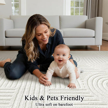 Cozy Fluffy Area Rug Non Slip Washable Scandinavian Minimalist Modern Rug