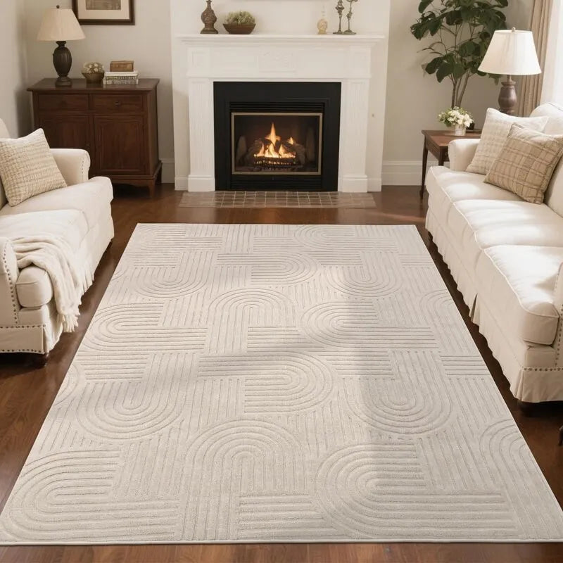 AR006246beige5x7arearugmoderngeometriclinepatternforlivingroominUShomeheberug