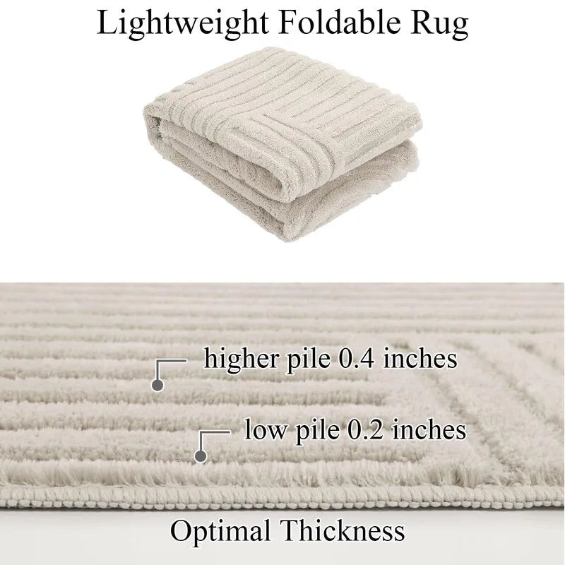 AR006246beigelightweightfoldable5x7arearugoptimalthicknesslowpilefloorcarpetheberug