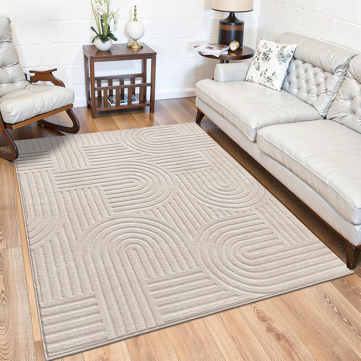 Cozy Fluffy Area Rug Non Slip Washable Scandinavian Minimalist Modern Rug
