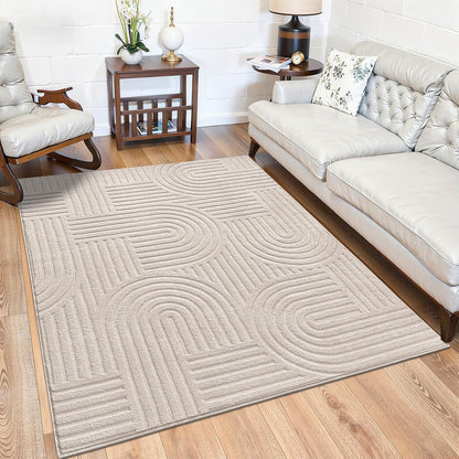 Cozy Fluffy Area Rug Non Slip Washable Scandinavian Minimalist Modern Rug