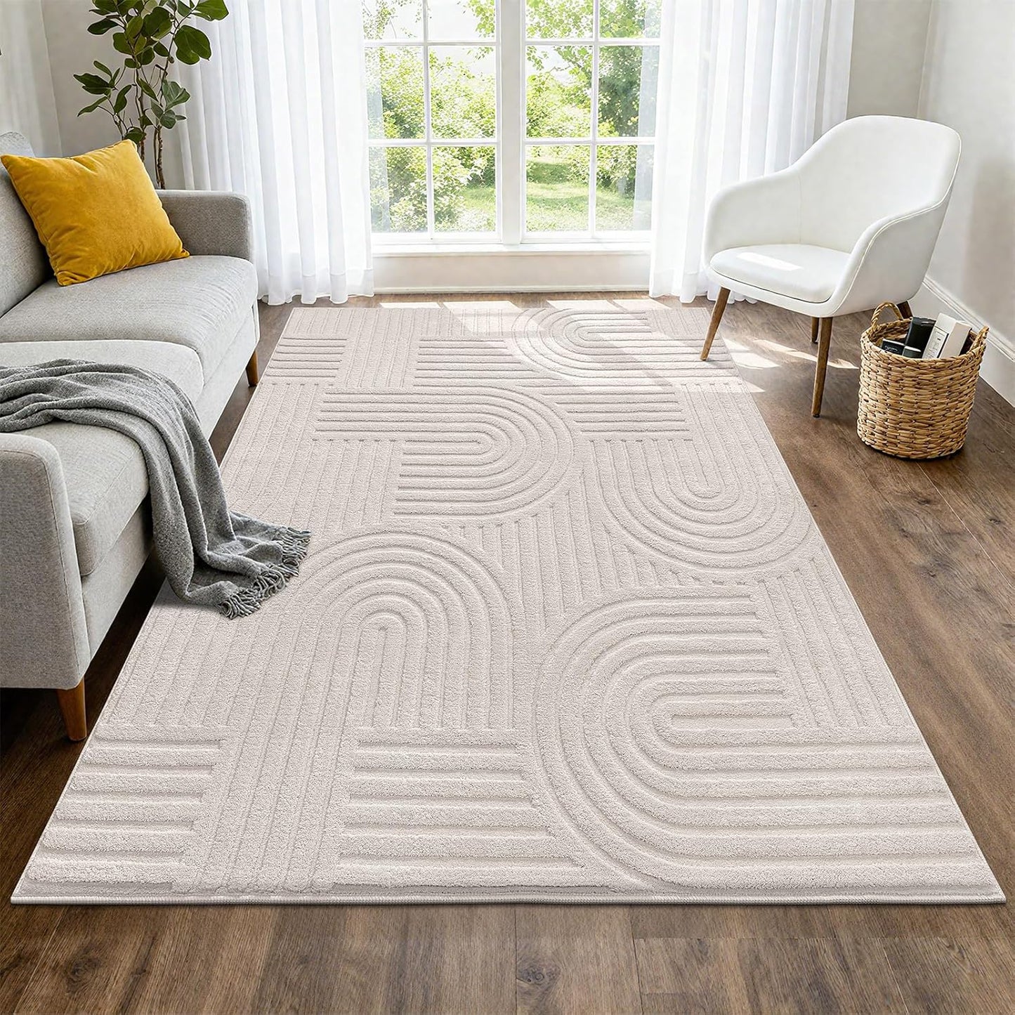Cozy Fluffy Area Rug Non Slip Washable Scandinavian Minimalist Modern Rug
