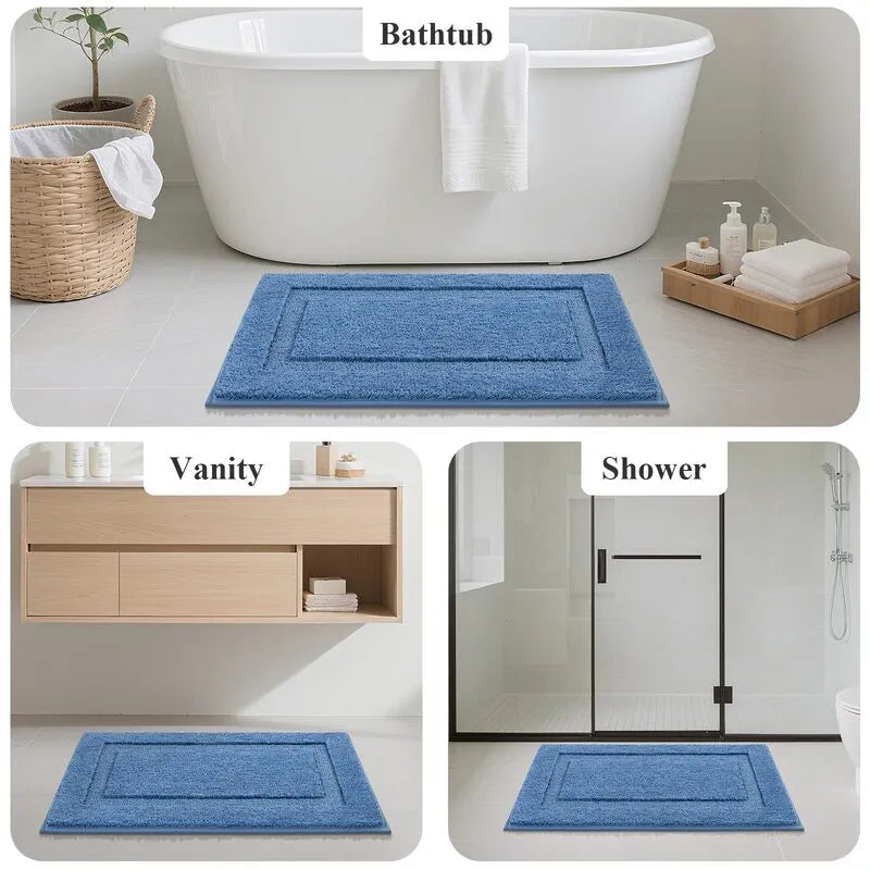 AR006548bluebathrugsetversatileplushfloormatsforUSbathroomvanityshowerbathtubHEBE RUGS
