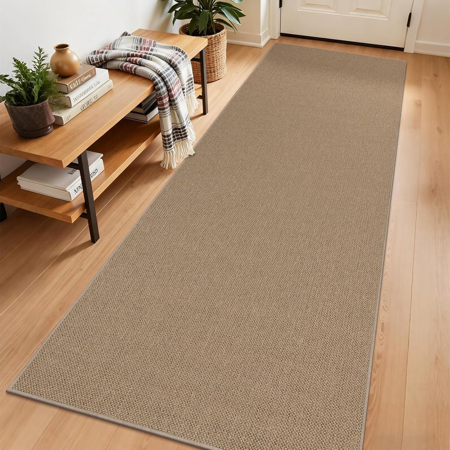 Extra Long Hallway Runner Rug with Rubber Backing Faux Jute Washable Runners