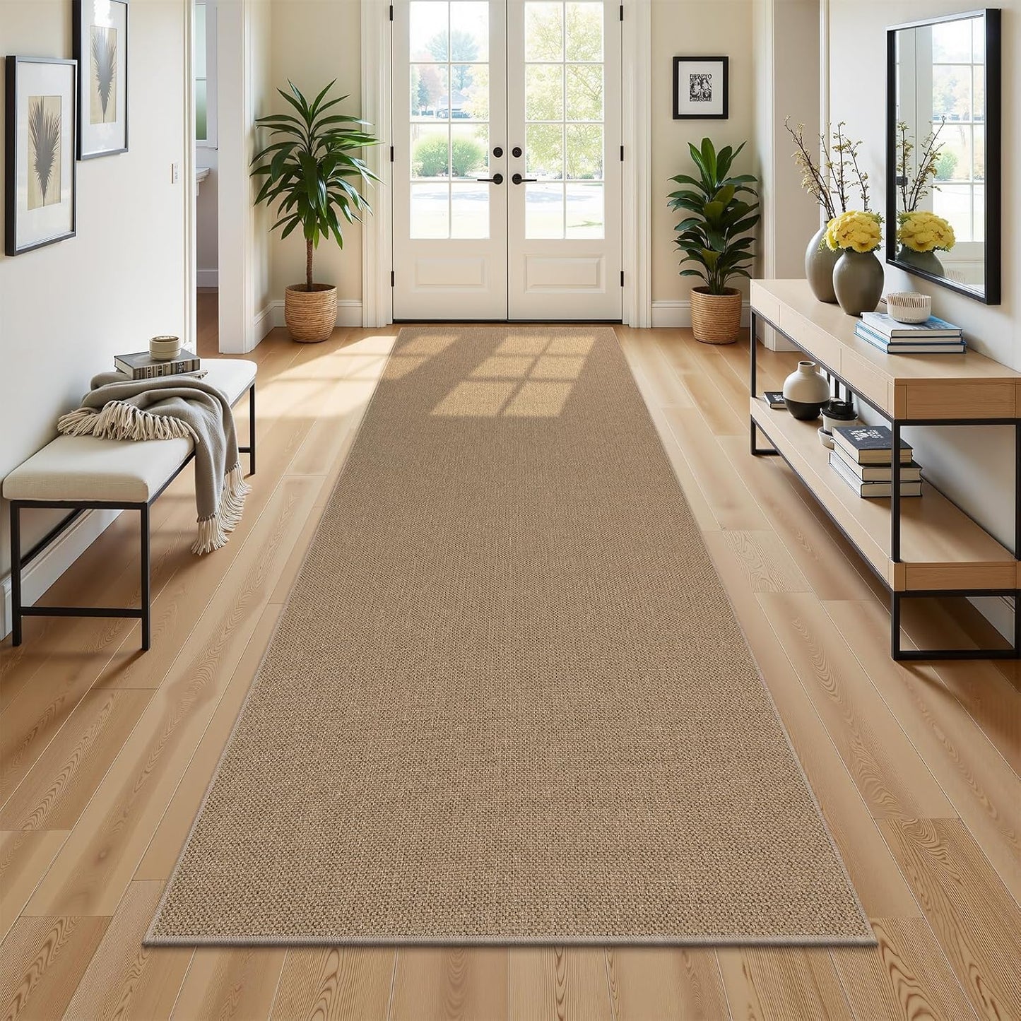 Extra Long Hallway Runner Rug with Rubber Backing Faux Jute Washable Runners
