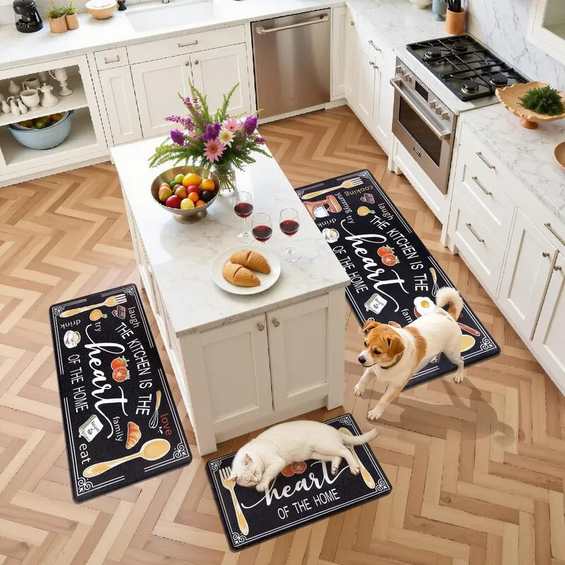 AR007062blackfarmhousekitchenmats3piecesetheartofthehomedecorrunnerrugwithpetsUShomeheberug