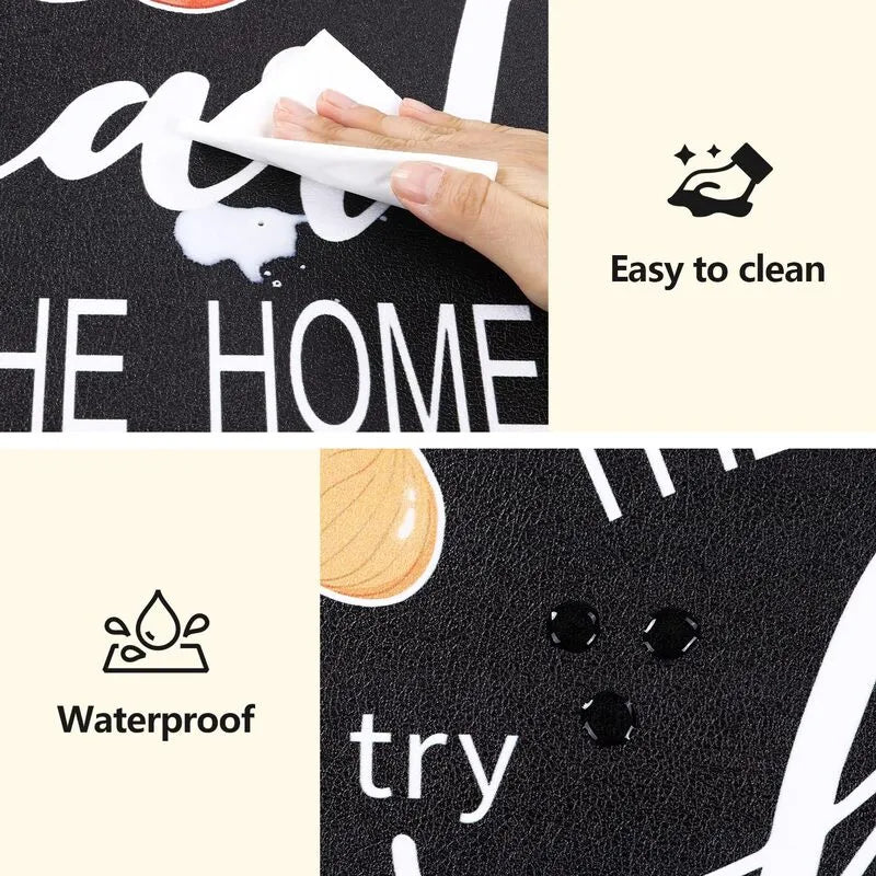 AR007062blackwaterproofkitchenmatseteasytocleanwipeablecushionedfloorrugantifatigueheberug