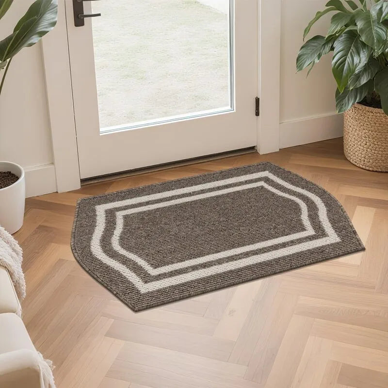 AR007098brownborderindoordoormatentrywayrunnerrugnonslipfloormatforUShouseHEBE RUGS