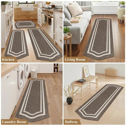 AR007098brownborderrunnerrugsetforlaundryroomlivingroomhallwaykitcheninUShouseHEBE RUGS
