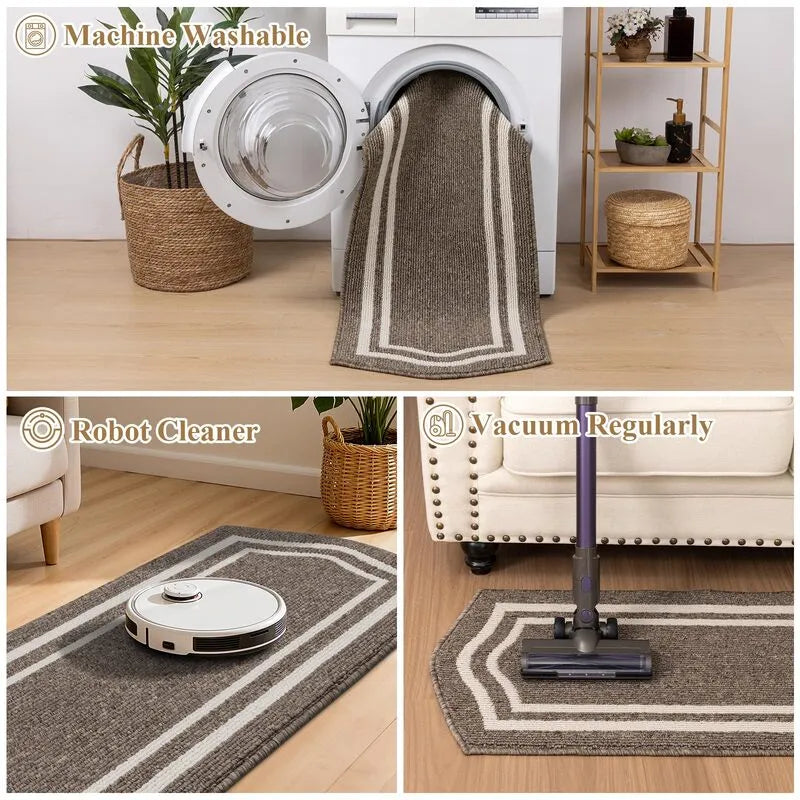AR007098brownmachinewashableeasycleanvacuumrobotfriendlykitchenrunnerrugforUShomeHEBE RUGS