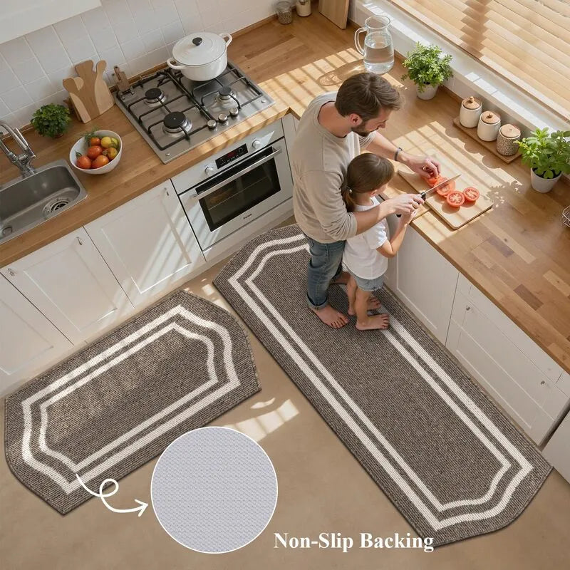AR007098brownnonslipTPRbackingsafetykitchenrunnerrugforfamilycookinAmericanhomeHEBE RUGS