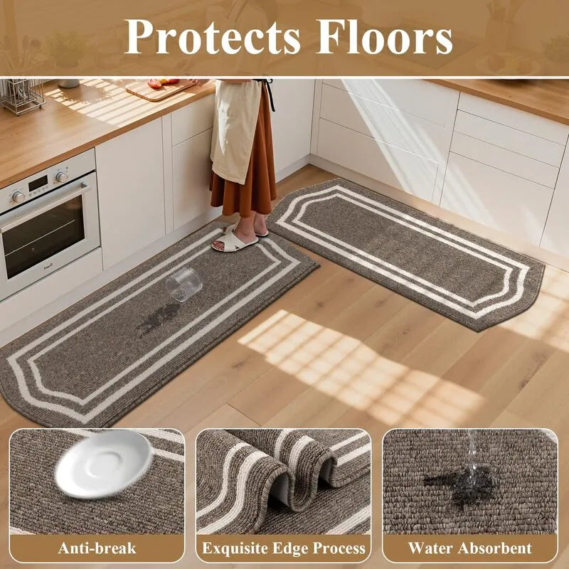 AR007098brownwaterabsorbentheavydutykitchenfloormatprotectinghardwoodfloorinUShomeHEBE RUGS