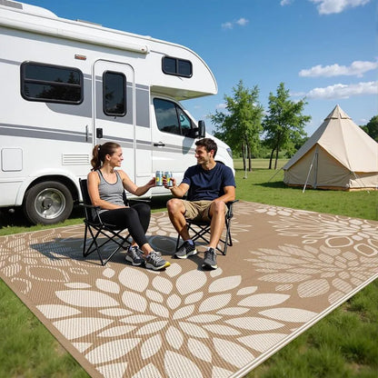 AR007289brown9x12RVcampingrugoutdoorplasticstrawmatforcampsitetravelheberug