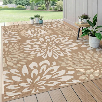 AR007306brown5x8outdoorrugfloralplasticstrawpatiocarpetUShomeheberug