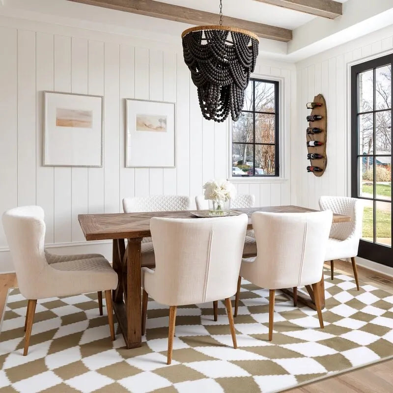 AR007467_brown_white_5x7_checkerboard_dining_room_area_rug_under_dining_table_modern_US_home_heberug