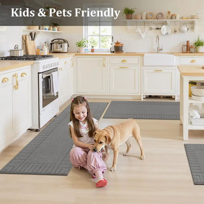 AR007724greypetfriendlykidsafenonskidkitchenrunnerfloormatforAmericanlivingspaceHEBE RUGS