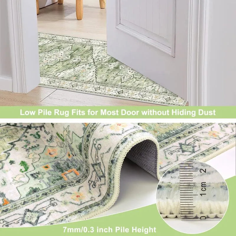 AR007784green2x3lowprofilerug0.3inchthinprinteddoormatnonsheddingentrywaycarpetHEBE RUGS