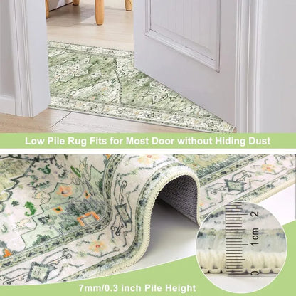 AR007784green2x3lowprofilerug0.3inchthinprinteddoormatnonsheddingentrywaycarpetHEBE RUGS