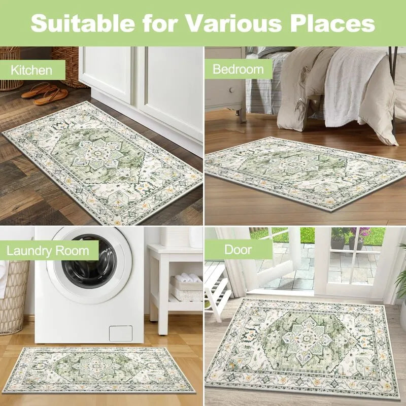 AR007784green2x3smallarearugforkitchenbedroomlaundryroomentrywayUShomedecormatHEBE RUGS