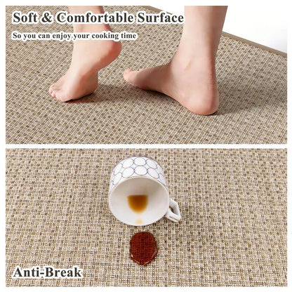AR007841beigesoftcomfortablewovensurfaceantibreakkitchenaccentrugmatforAmericanhomeHEBE RUGS