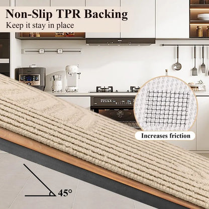 AR008182beigefloralnonslipTPRbackingsafety2x6runnerrugforkitchenfloorinUSHEBE RUGS