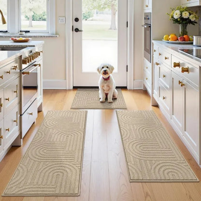 AR008182beigefloralpetfriendly2x6runnerrugnonslipwashablekitchenmatforUShomeHEBE RUGS