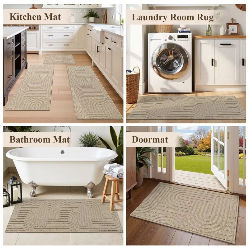 AR008182beigefloralversatile2x6runnerrugforlaundryroombathroomentrywayinUShouseHEBE RUGS