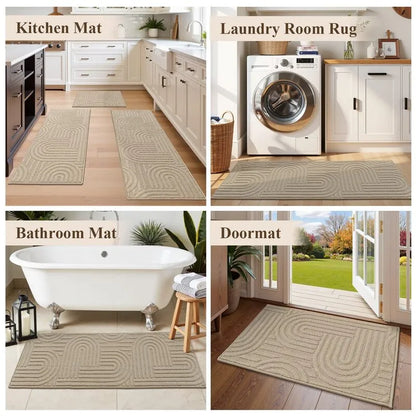 AR008182beigefloralversatile2x6runnerrugforlaundryroombathroomentrywayinUShouseHEBE RUGS