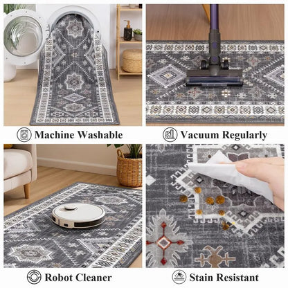AR008217greymachinewashablestainresistanteasycleanvacuumrunnerrugforUShomeHEBE RUGS