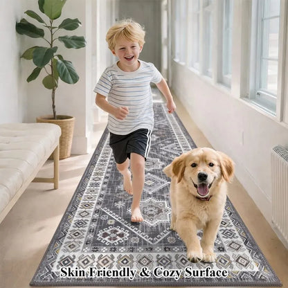 AR008217greysoftskinfriendlynonsliphallwayrunnerrugforkidsanddogsUShomeHEBE RUGS