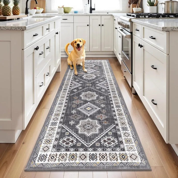 Boho Washable Non-Slip Low Profile Kitchen Hallway Runner Rug