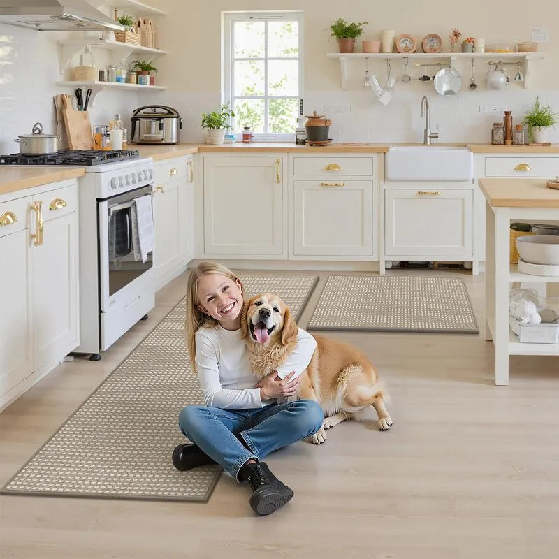 AR008229_brown_plaid_pet_friendly_kid_safe_kitchen_runner_rug_set_for_American_family_HEBE RUGS