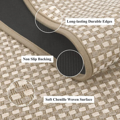 AR008229_brown_plaid_soft_chenille_woven_runner_rug_non_slip_backing_durable_edge_detail_US_home_HEBE RUGS