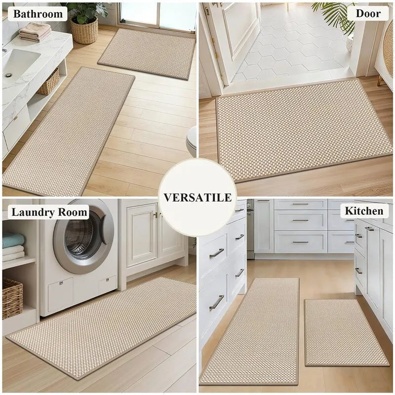 AR008230_beige_checkered_versatile_runner_rug_set_for_bathroom_laundry_entryway_US_house_HEBE RUGS